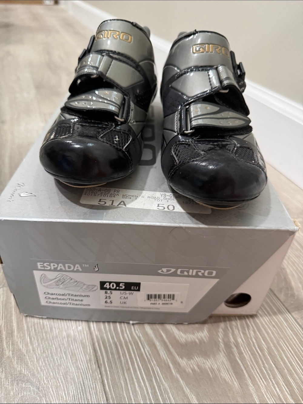 Giro womens Espada Cycling Shoes in Charcoal and Titanium